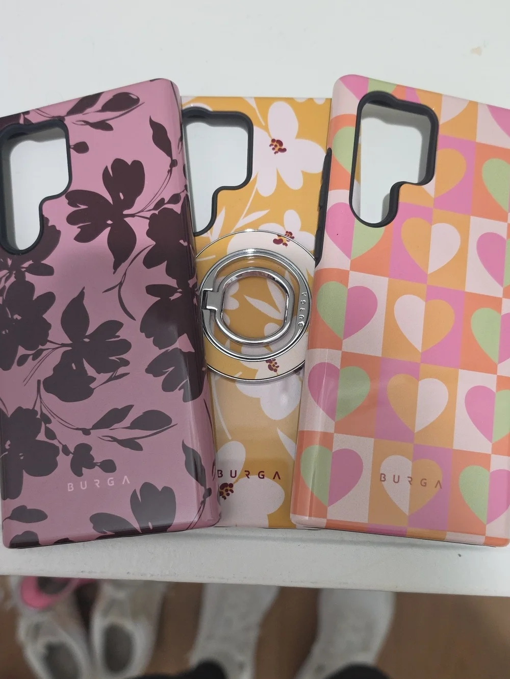 Floral & Heart Pattern Phone Case - Pink, Yellow, Multi